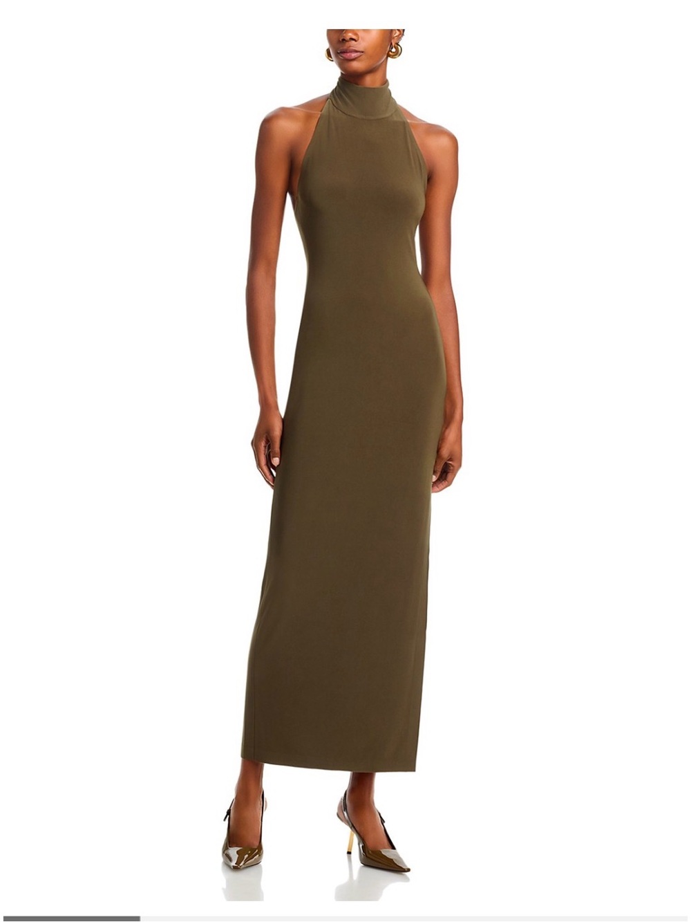 Norma Kamali Turtleneck Slit Dress